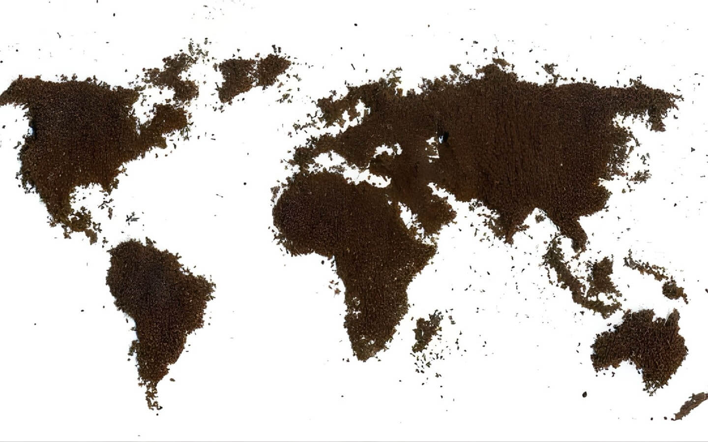 Map of the world with coffee powder